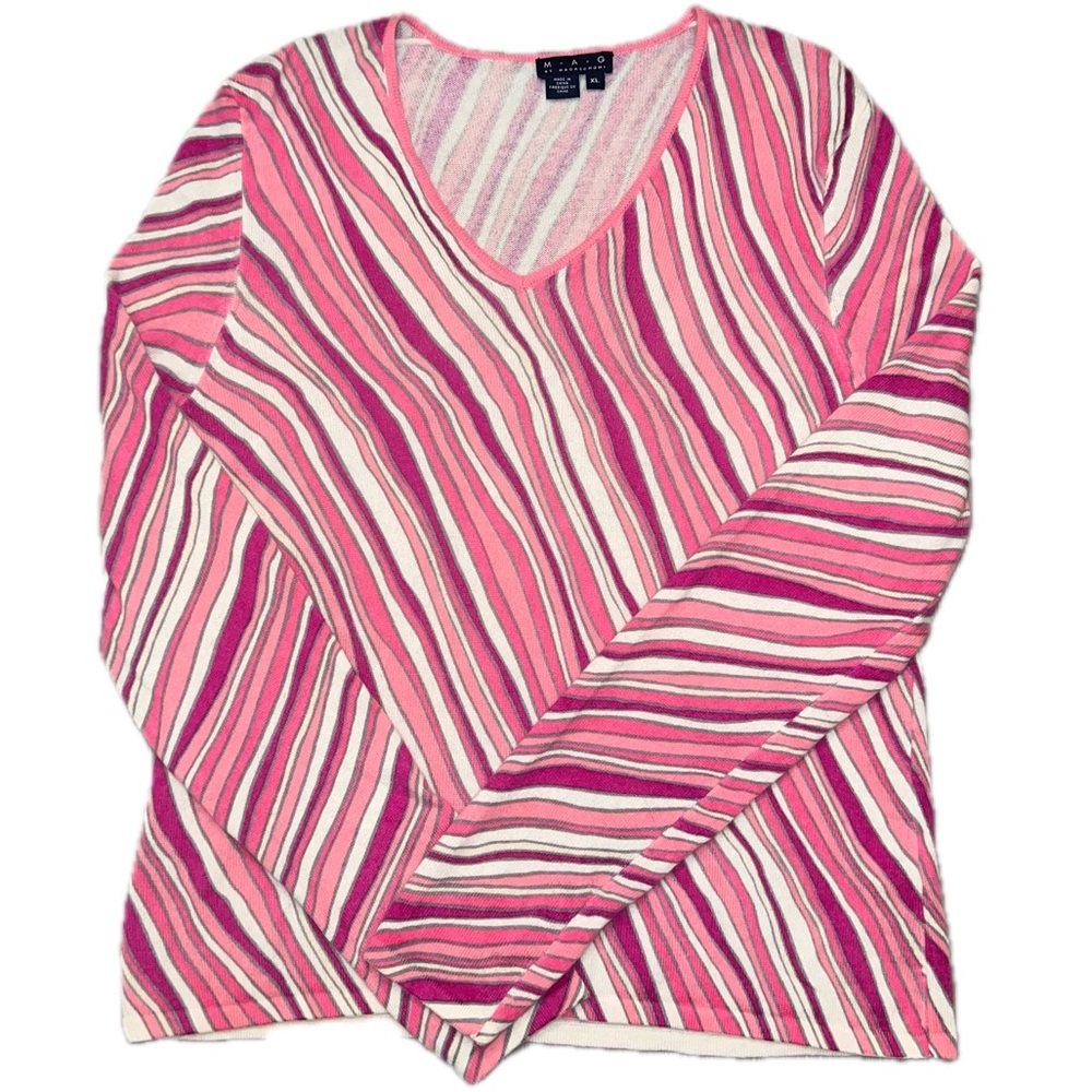 Y2K 90s Magaschoni Cashmere Sweater vintage striped pink rare